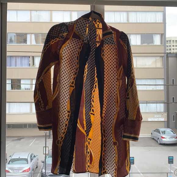 Long Sleeve Multicolored Print Blouse - Picture 4 of 5